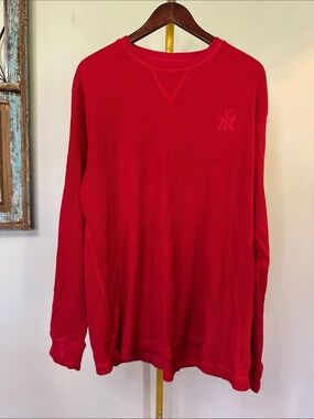 Parish Nation Red Crewneck Waffle Thermal Sweater XXL